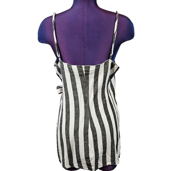 Pull & Bear Striped Linen Wrap Sleeveless Top Size Large Women's - Picture 4 of 9
